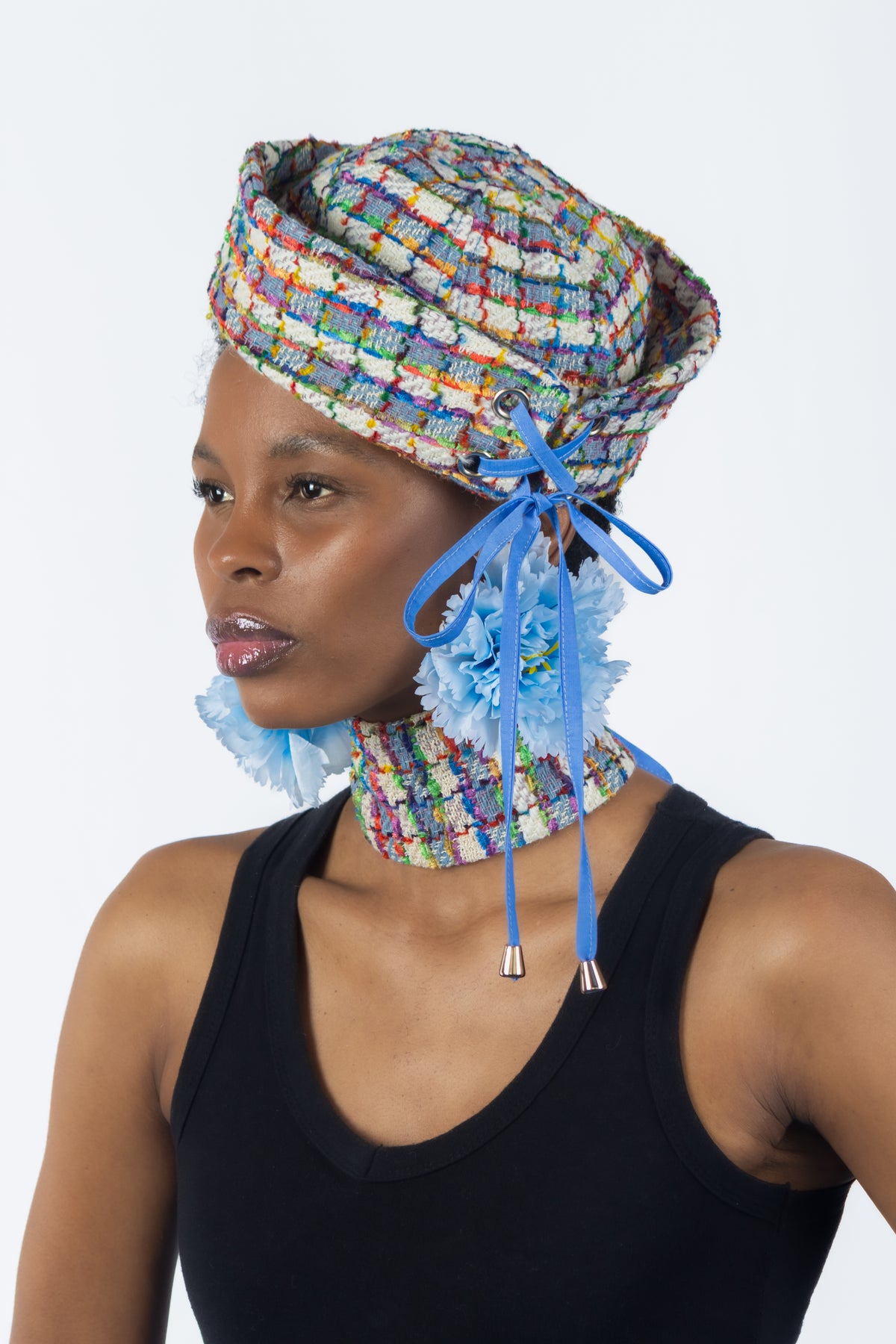 The Chromism Hat & Choker (Blue & White Lattice)