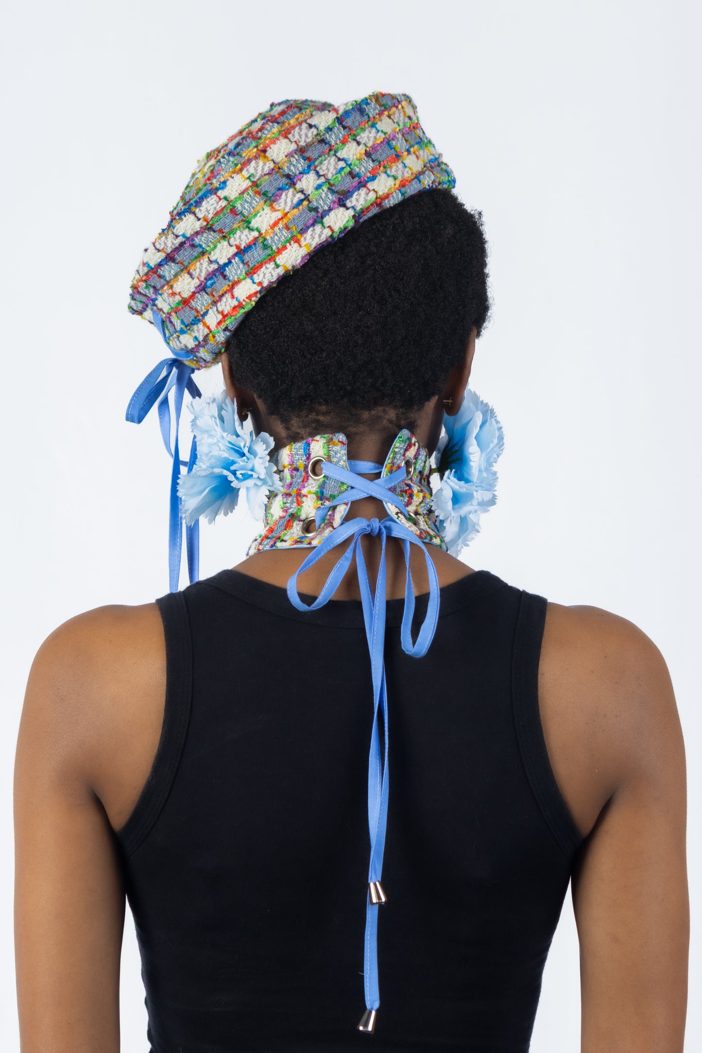 The Chromism Hat & Choker (Blue & White Lattice)