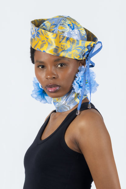 The Chromism Hat & Choker (Blue & Yellow Rose)