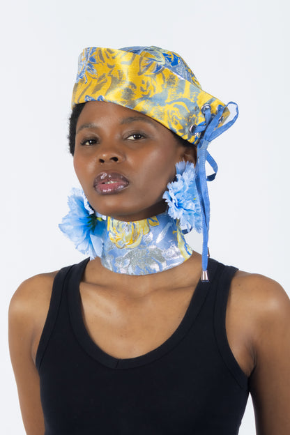 The Chromism Hat & Choker (Blue & Yellow Rose)