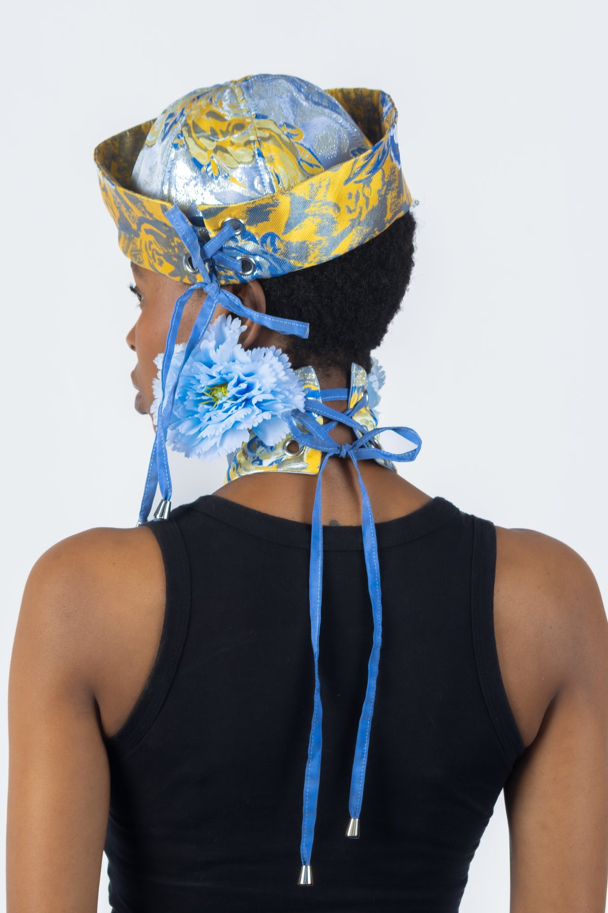 The Chromism Hat & Choker (Blue & Yellow Rose)