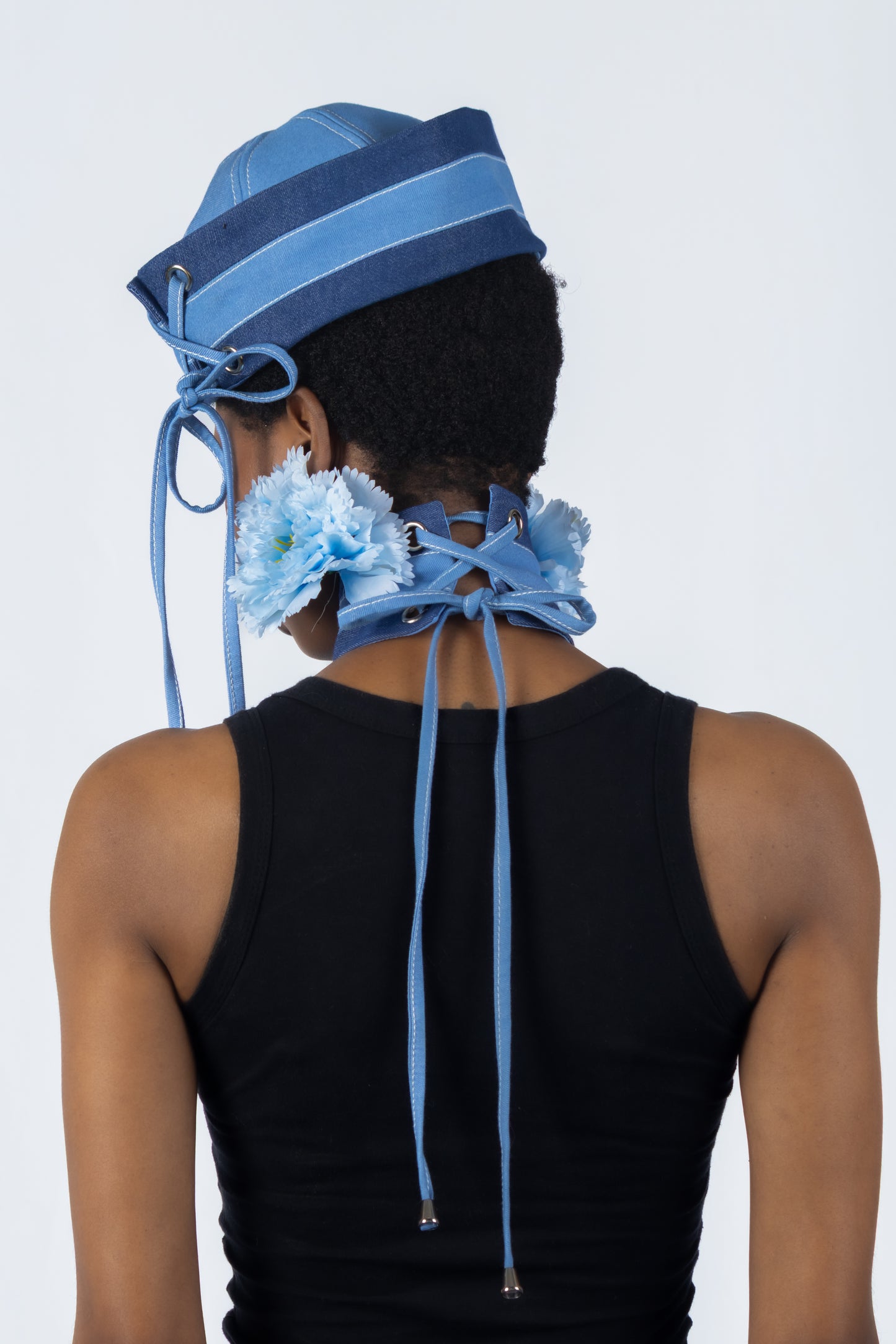 The Chromism Hat & Choker (Indigo & Blue Cloud Stripe)