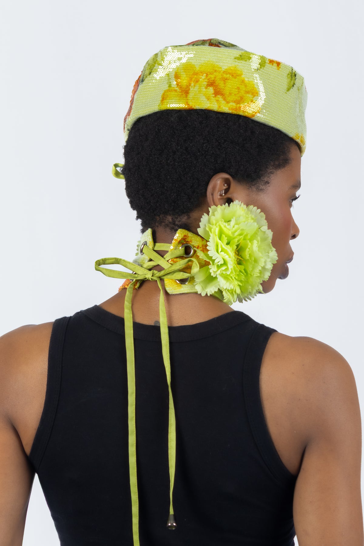 The Chromism Hat & Choker (Green Citrus Floral)