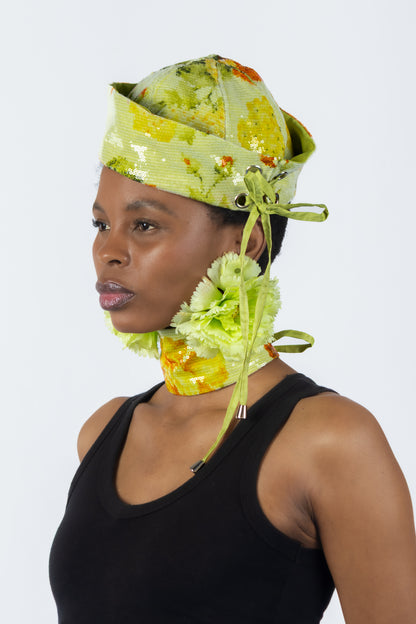 The Chromism Hat & Choker (Green Citrus Floral)