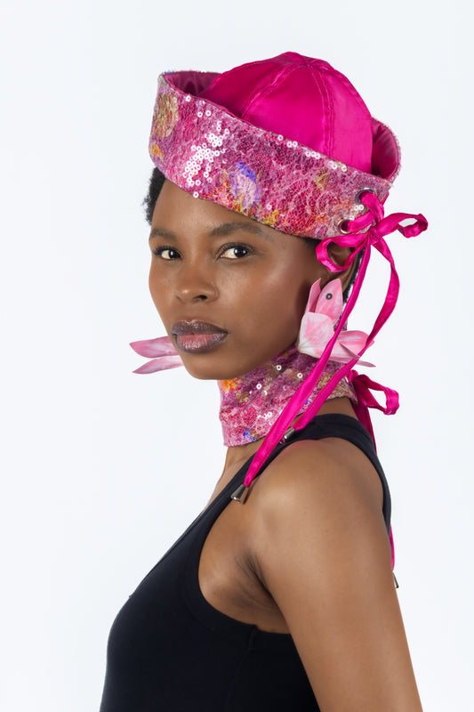 The Chromism Hat & Choker (Pink Flamingo Floral)