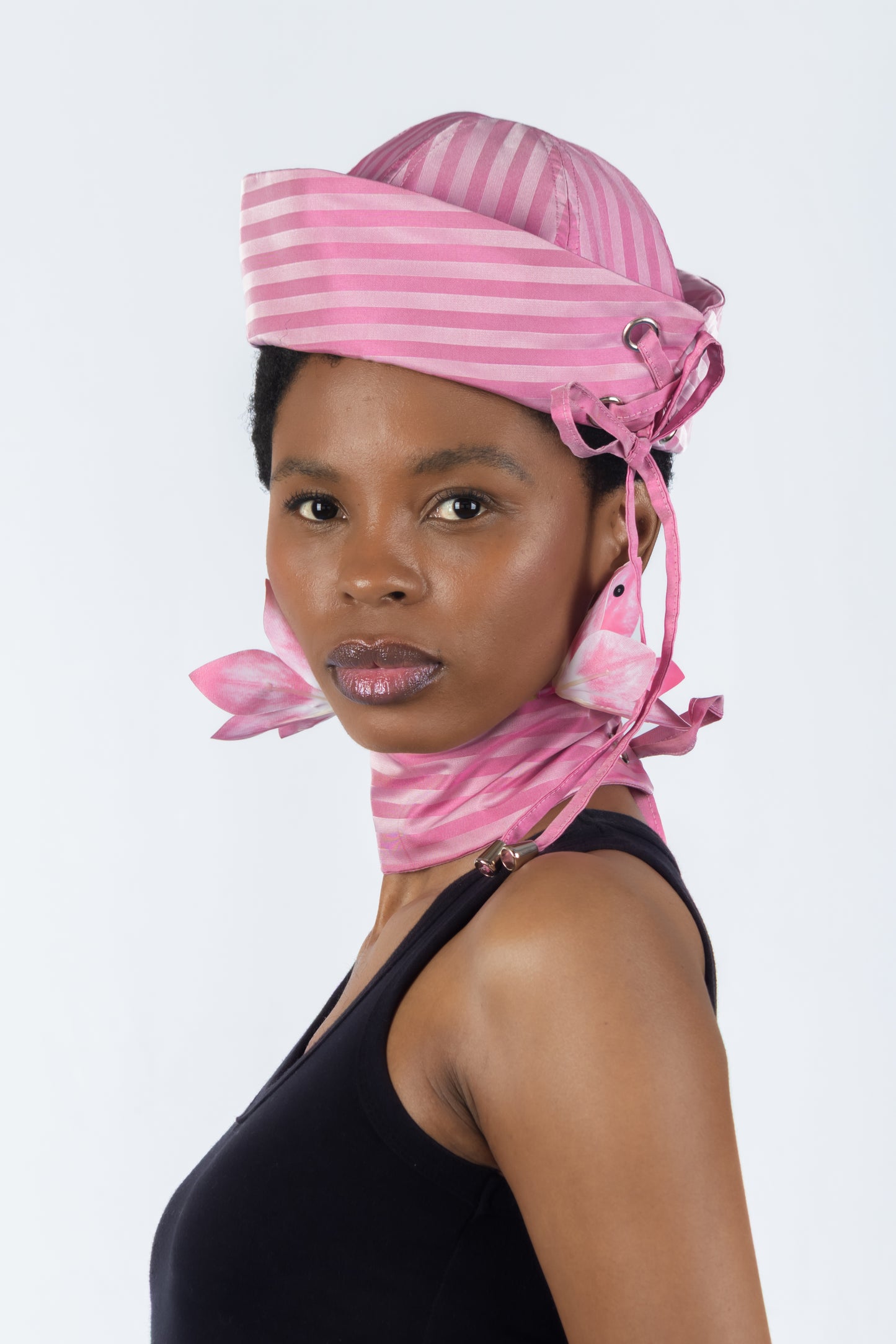 The Chromism Hat & Choker (Pink Blossom Stripe)