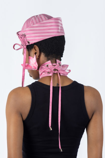 The Chromism Hat & Choker (Pink Blossom Stripe)