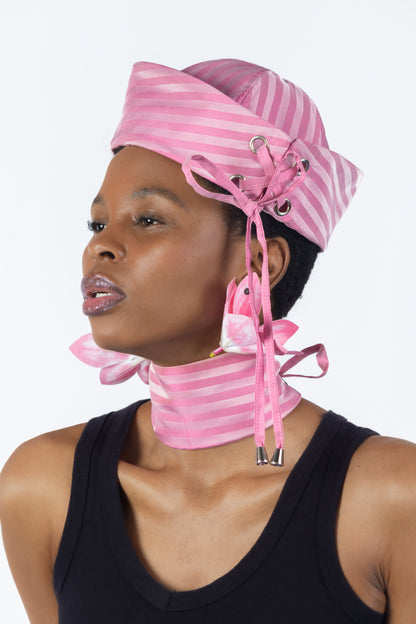 The Chromism Hat & Choker (Pink Blossom Stripe)