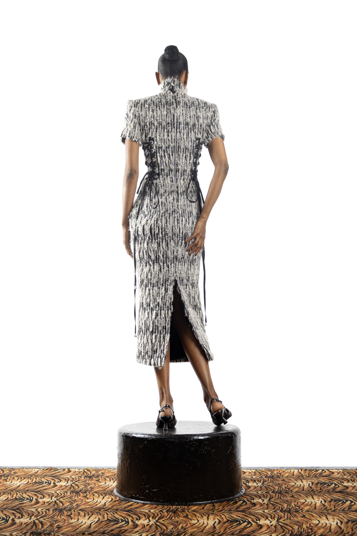 The Feathered Pencil Dress