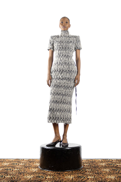 The Feathered Pencil Dress