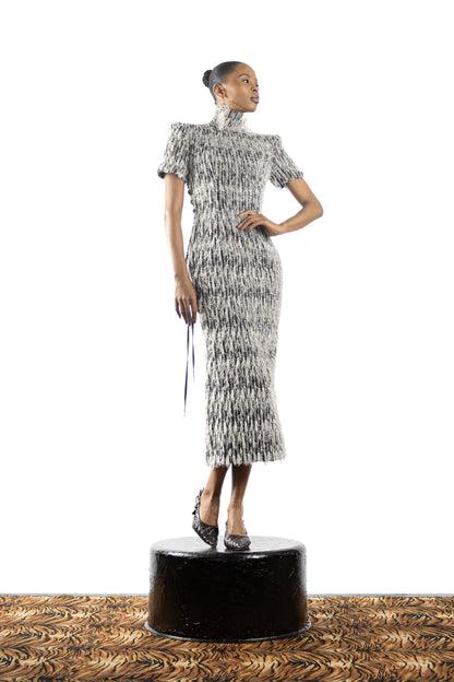 The Feathered Pencil Dress