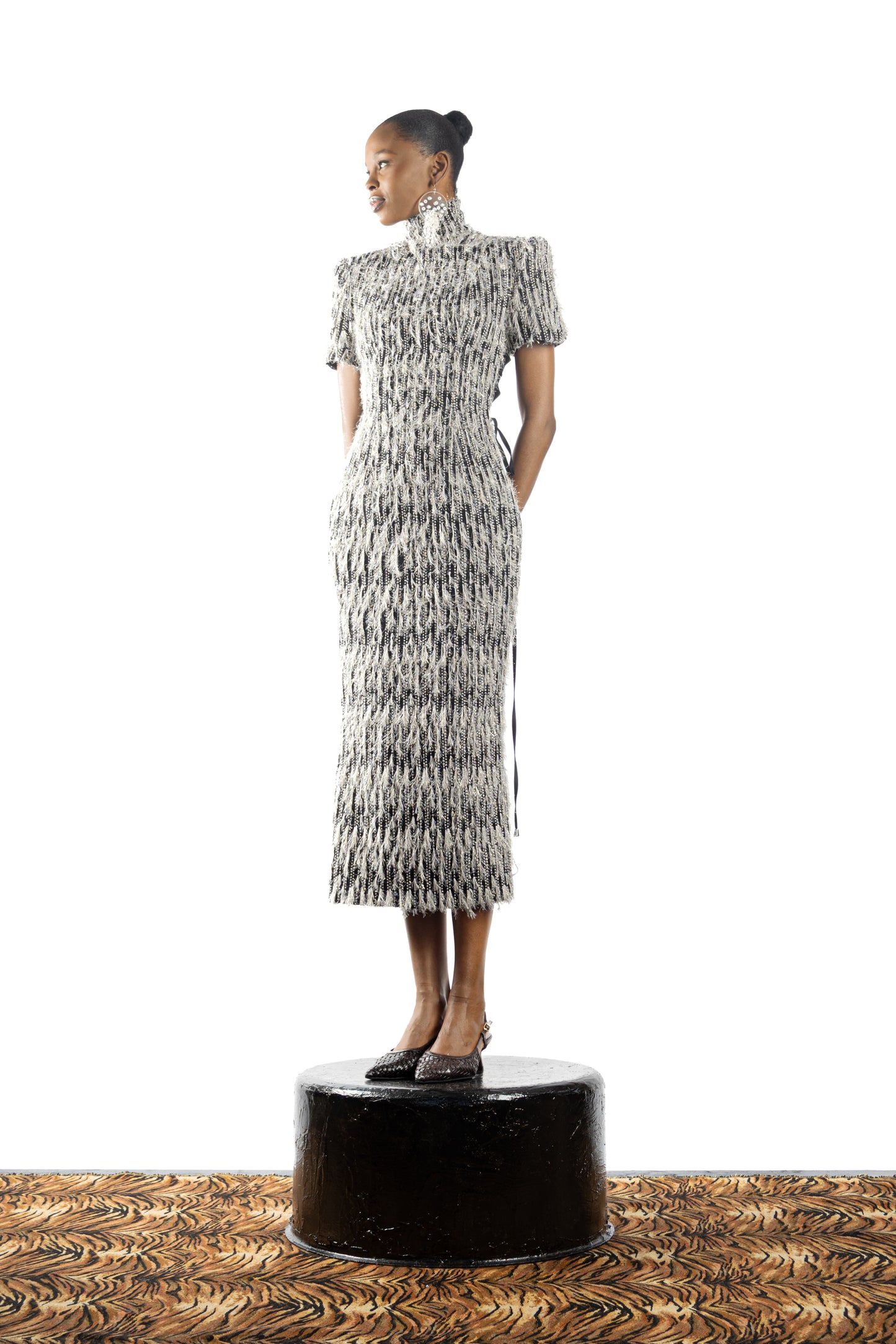The Feathered Pencil Dress