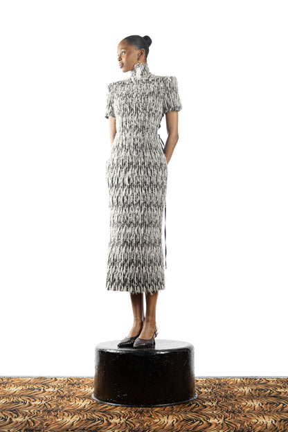 The Feathered Pencil Dress