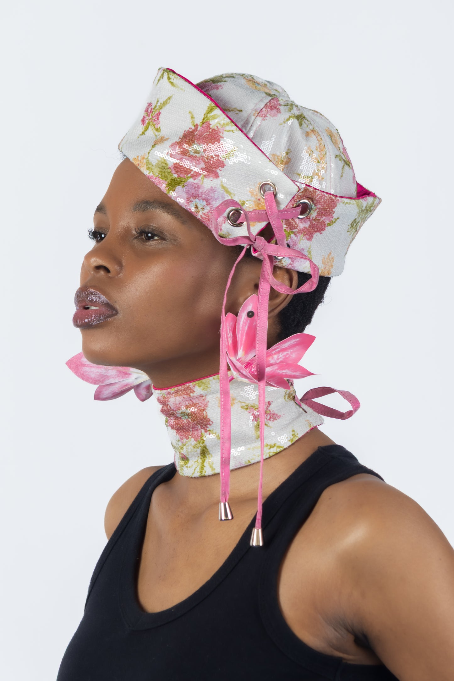 The Chromism Hat & Choker (Pink Peony Floral)