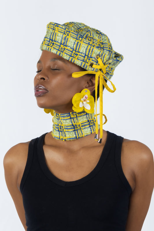 The Chromism Hat & Choker (Yellow & Blue Lattice)