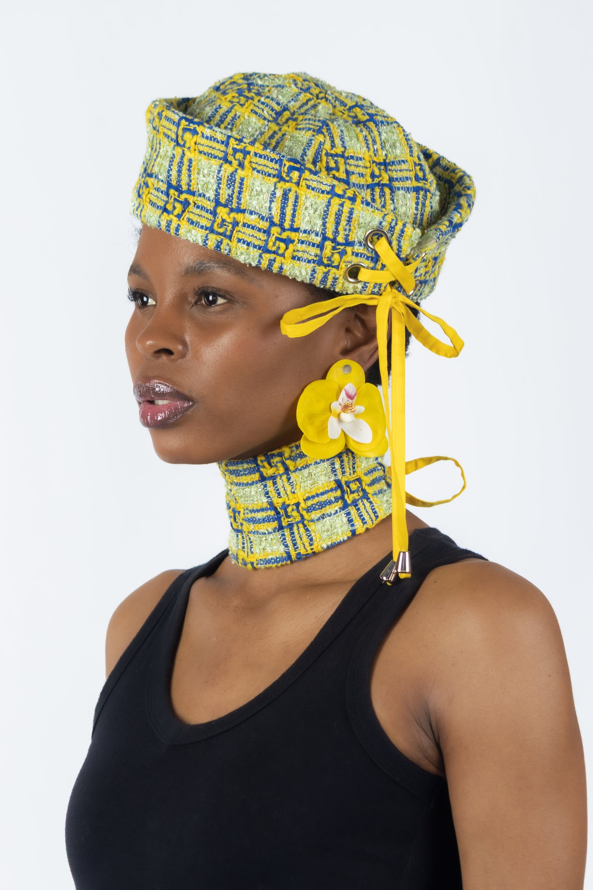 The Chromism Hat & Choker (Yellow & Blue Lattice)