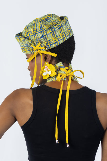 The Chromism Hat & Choker (Yellow & Blue Lattice)