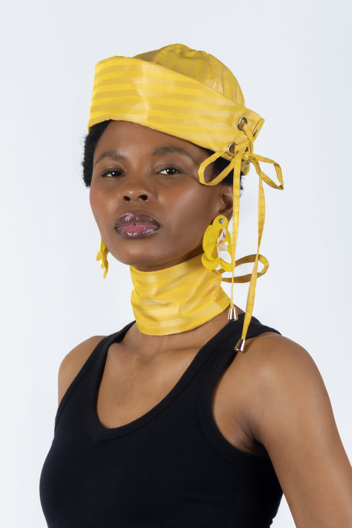 The Chromism Hat & Choker (Yellow Marigold Stripe)