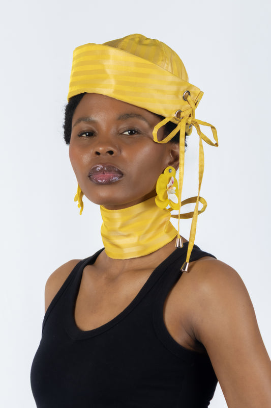 The Chromism Hat & Choker (Yellow Marigold Stripe)
