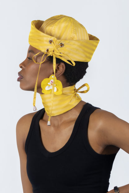 The Chromism Hat & Choker (Yellow Marigold Stripe)